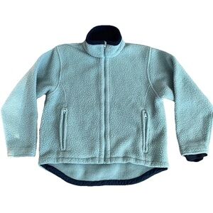 Vintage L.L. Bean Sherpa Blue Bomber Jacket Women’s Fits S/M 90s Full Zip Coat